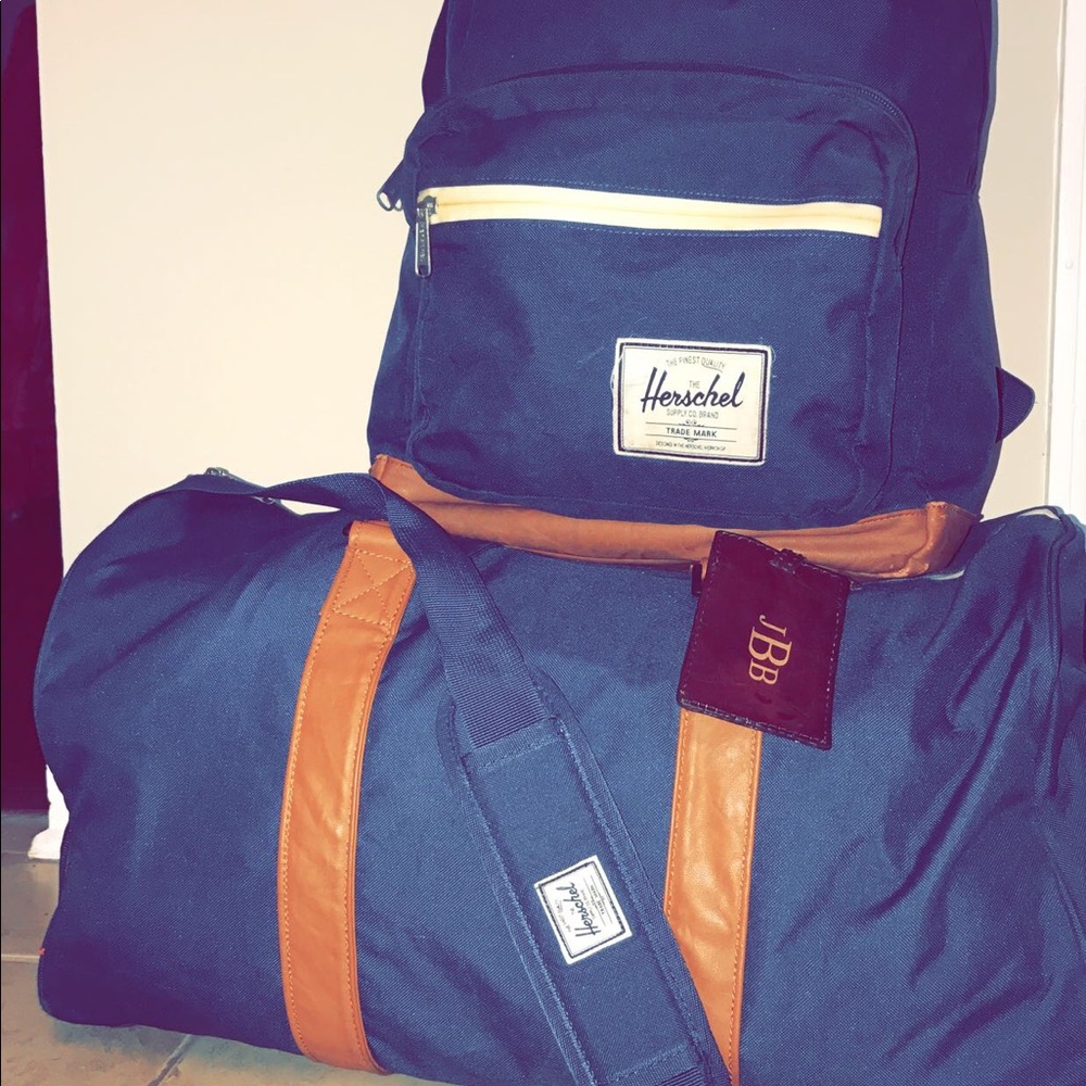Herschel Blue Travel Set Backpack and Duffle